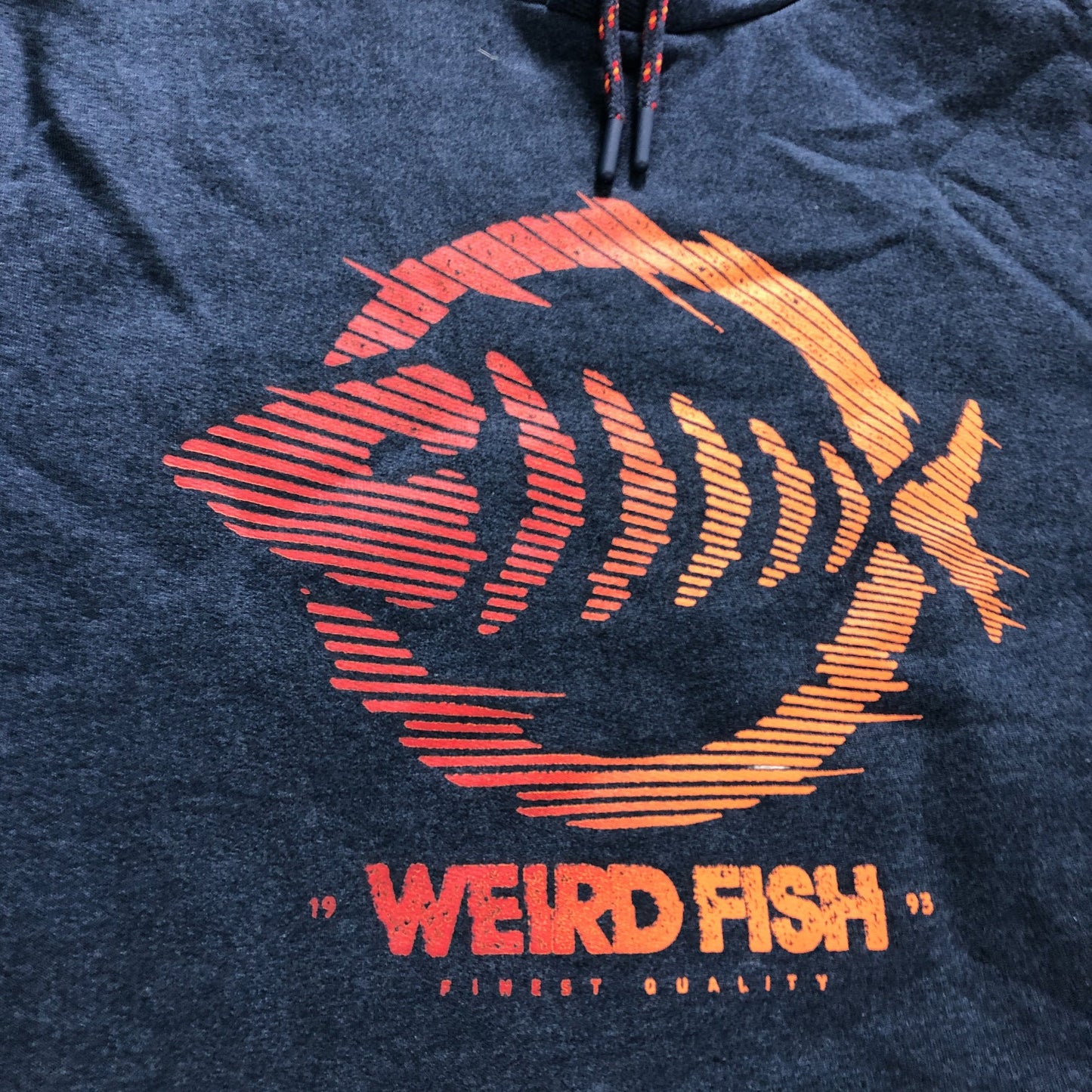 Weird Fish Navy Graphic Hoodie - Size Small