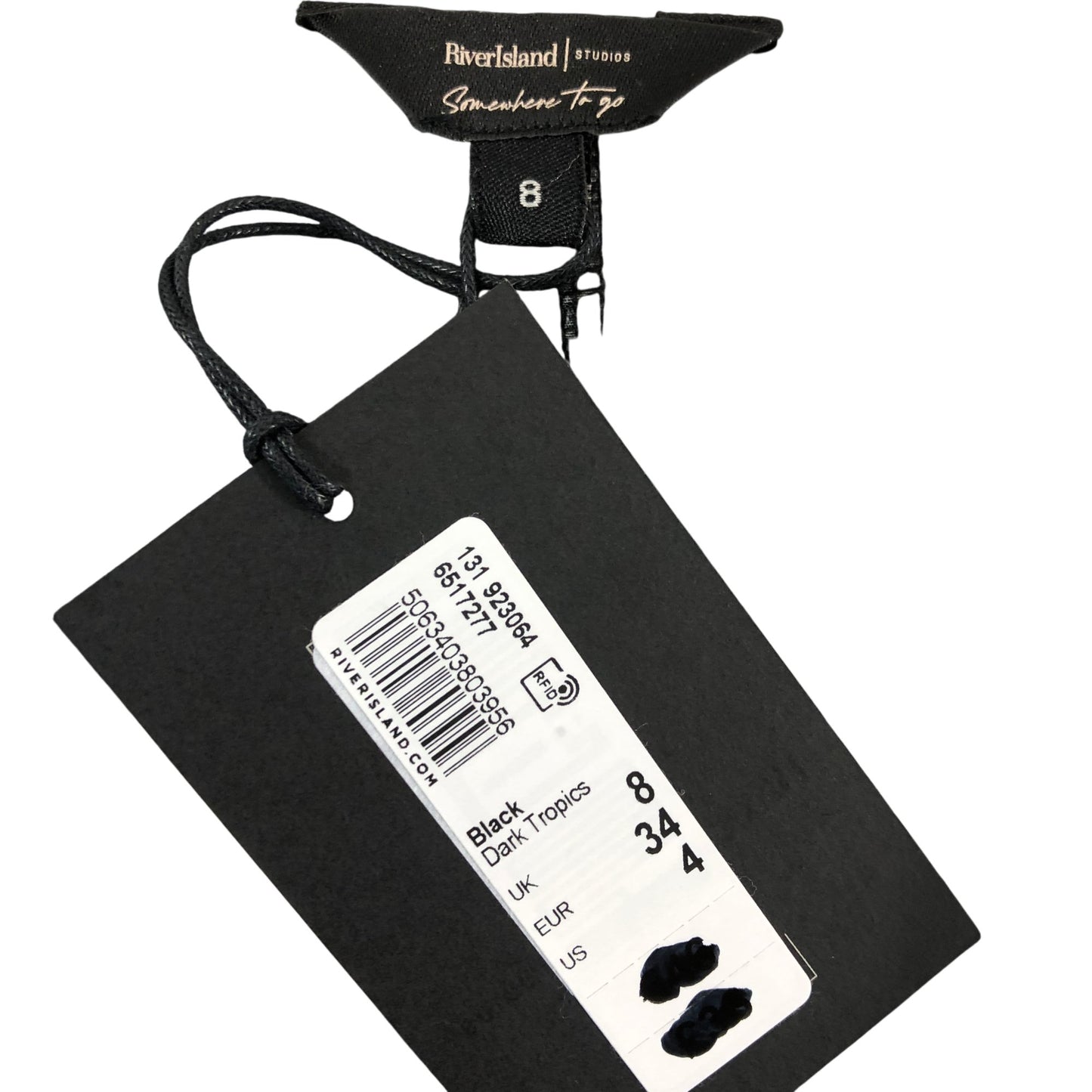 River Island Size 8 Women's Blouse Black Floral Puff Sleeve Top