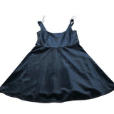 River Island Black Velour Dress Women's Adjustable Straps Flared Skirt