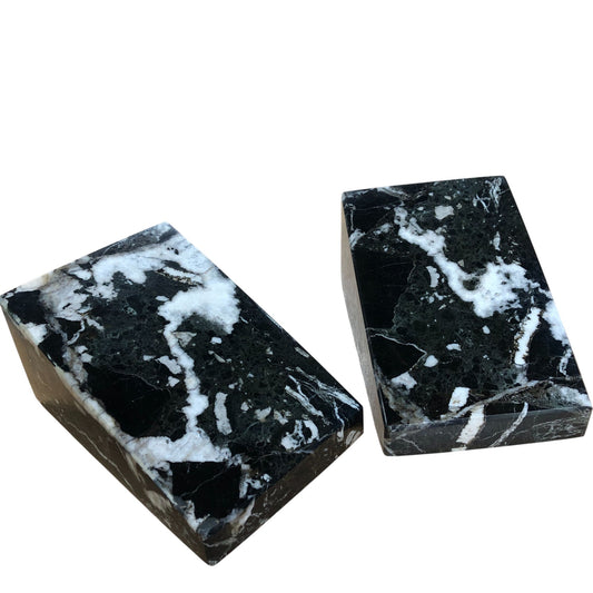 Stylish Black and White Marble Bookends Home Decor Classic Decorative Accessory