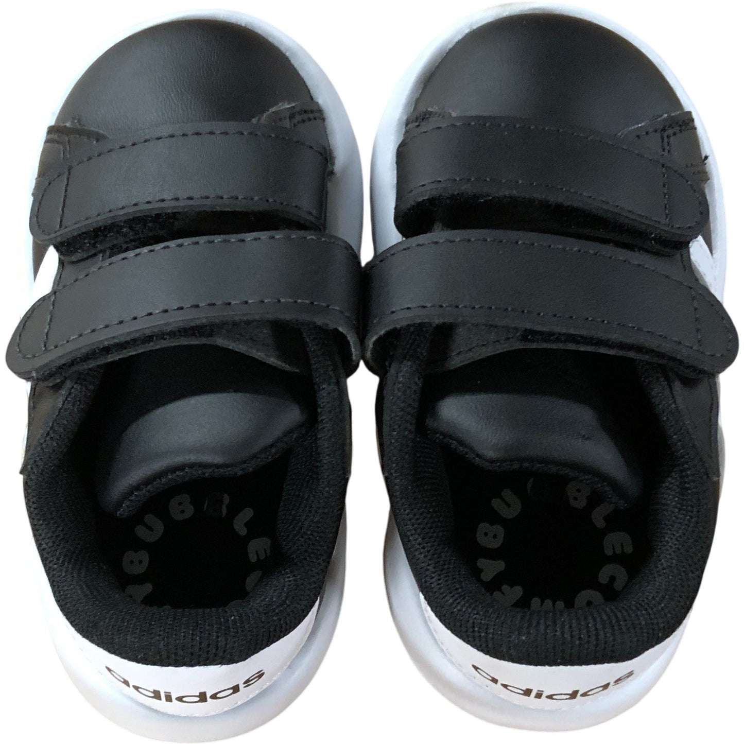 Adidas Baby Sneakers UK5K Toddler Black White Easy Fastening Casual Shoes