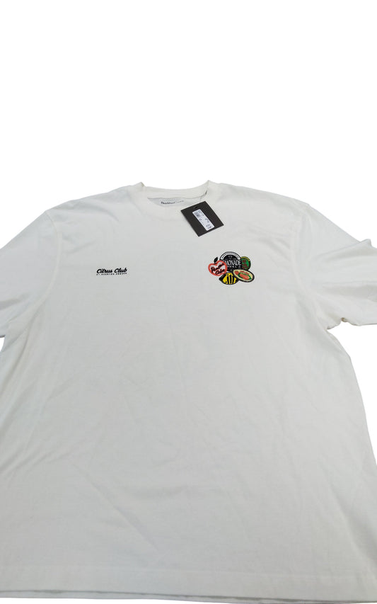 *River Island Citrus Club T-Shirt XL Men's White Embroidered Graphic Tee