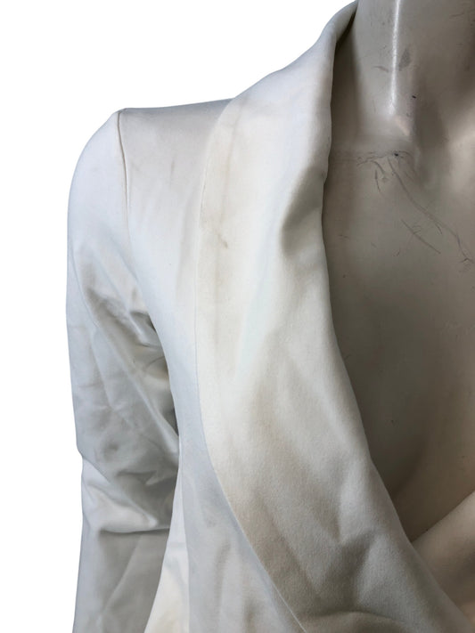 River Island White Blouse UK S Women's Long Sleeve Elegant Draped Style