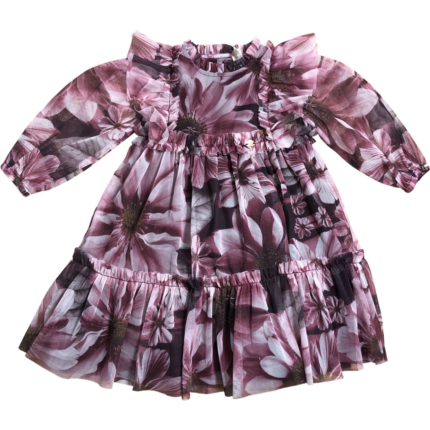 Branded Floral Dress 9-12M Baby Girls Long Sleeve Pink Flowy