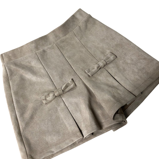 River Island Fashion Shorts Pleated Bow Details Casual Beige 11 Years
