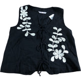 Women's Size 6 Black Floral Embroidered Vest Top