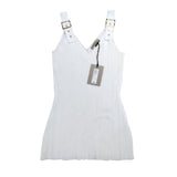 River Island White Ribbed Strappy Tank Top XS Women's Elegant Casual Style