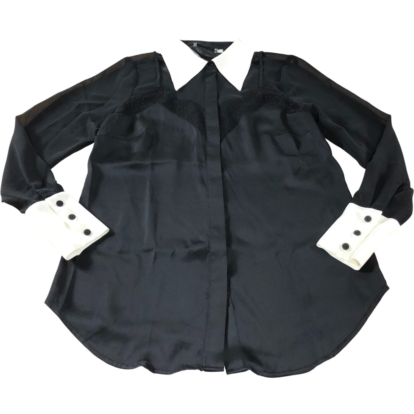 Branded Black Sheer Lace Shirt - Size 6