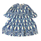 Women's 14R Blue Pineapple Print Summer Dress Half Sleeve A-Line