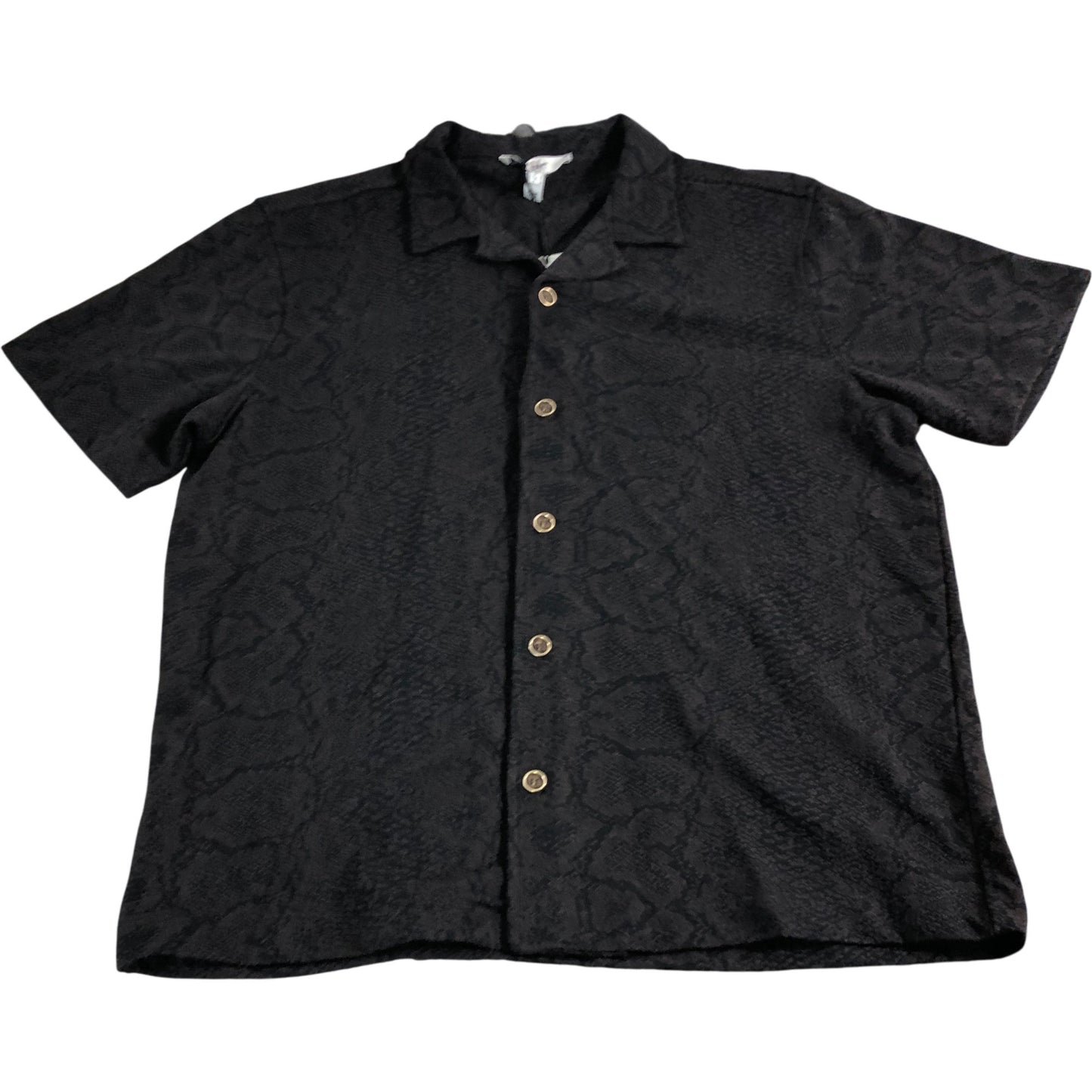 River Island Snakeskin Print Short Sleeve Shirt Size L Men's Black Casual Top