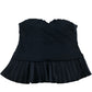 Pleated Strapless Top UK Medium Women's Black Pleated