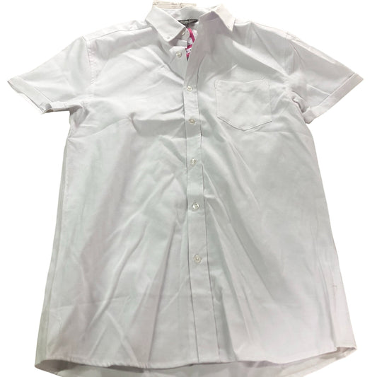 Fluid Short Sleeve Shirt Men's Casual White Cotton Blend Top Small