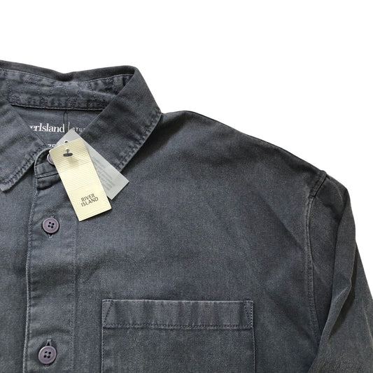 River Island Studios Casual Shirt Size M Men Grey Long Sleeve Cotton Blend