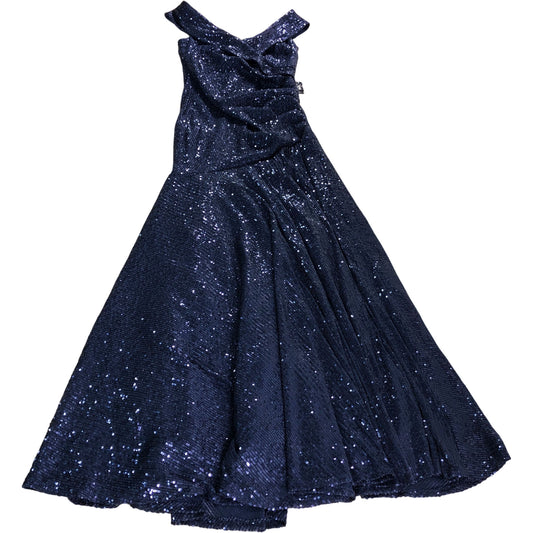 Sequin Evening Dress UK Size 10 Women's Navy Blue Party Wear Gown