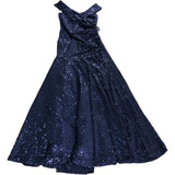 Sequin Evening Dress UK Size 10 Women's Navy Blue Party Wear Gown