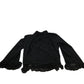 River Island Black Ruffled Blouse Size 12 Women's Long Sleeve Top 100% Polyester