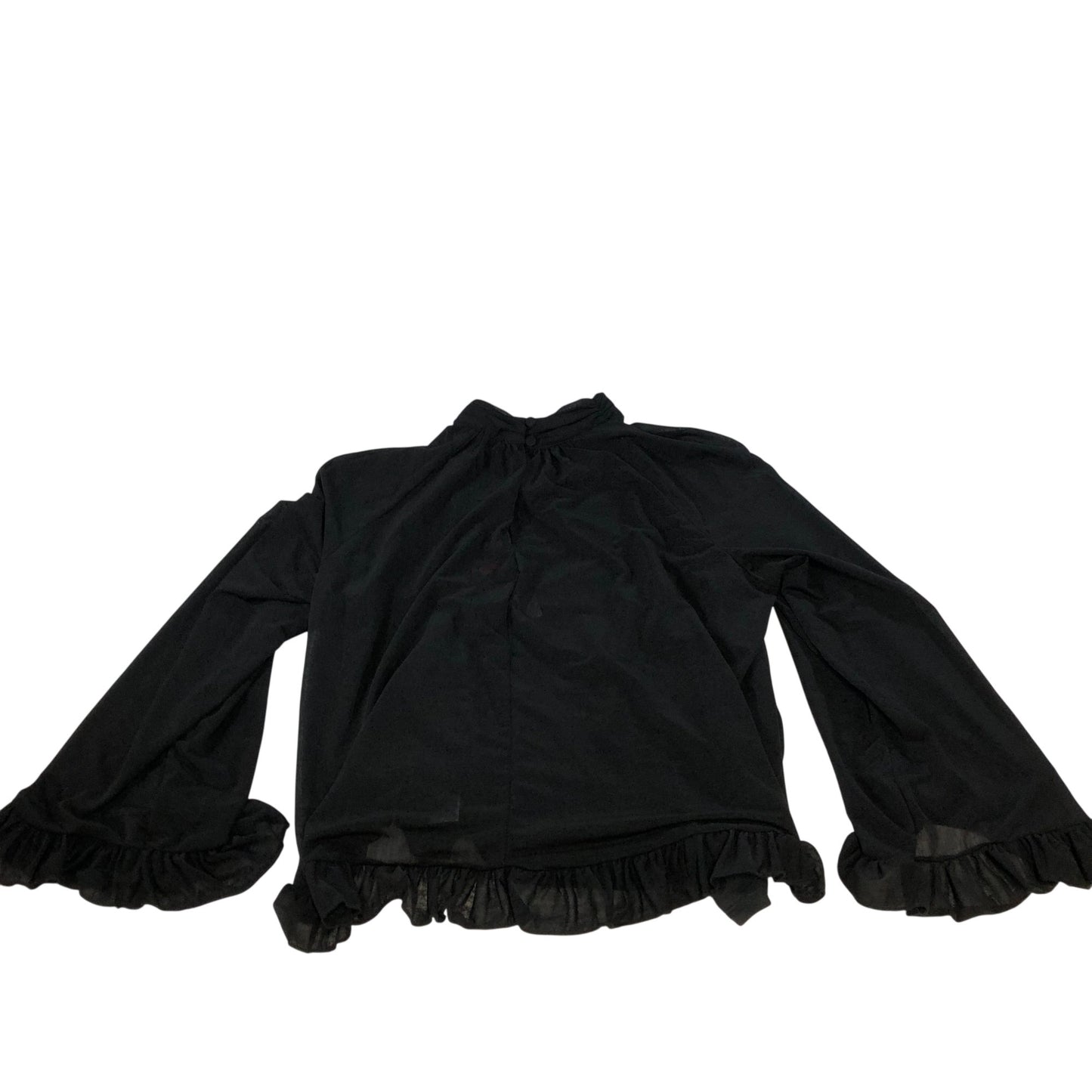 River Island Black Ruffled Blouse Size 12 Women's Long Sleeve Top 100% Polyester