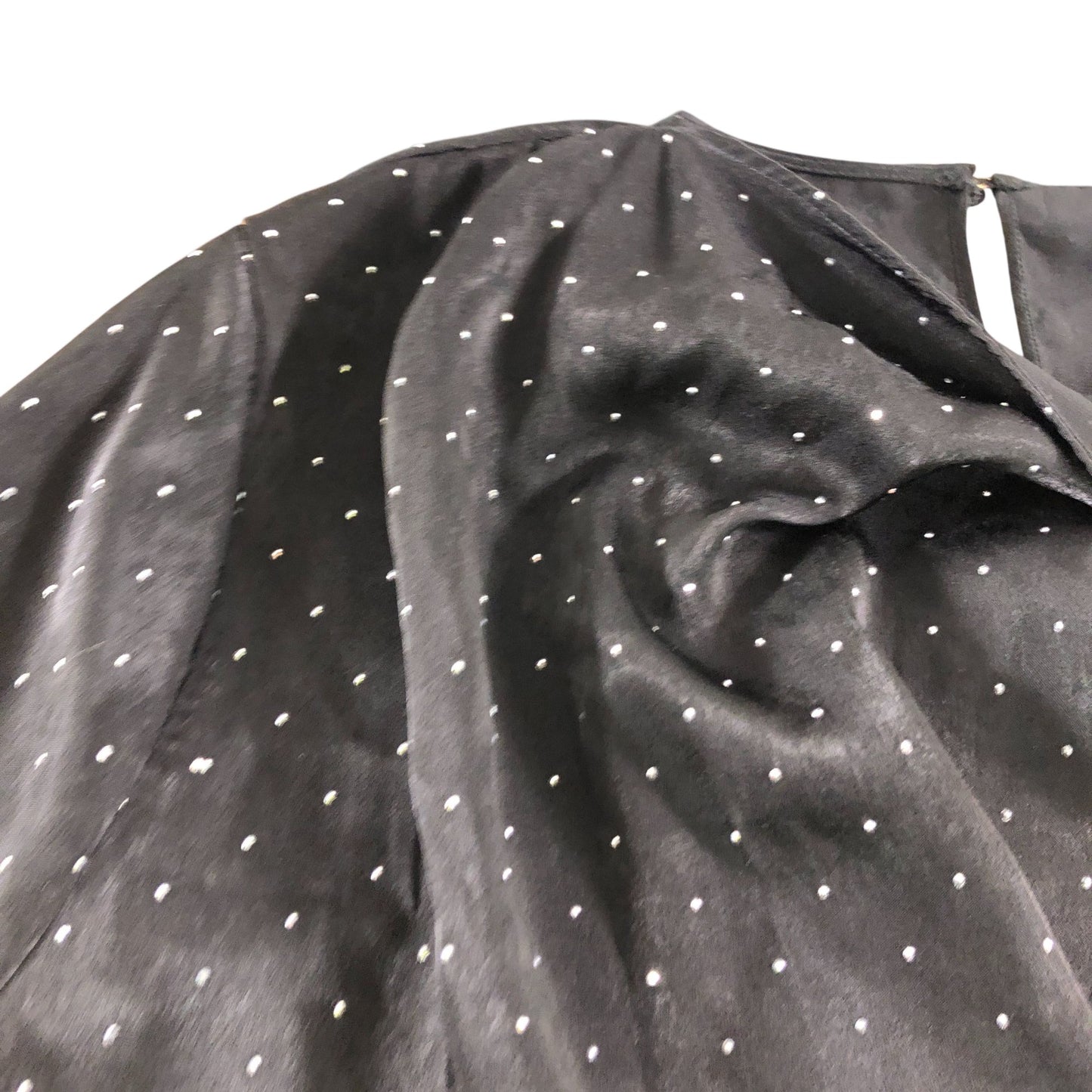 River Island UK16 Women's Black Long Sleeve Top with Silver Dots