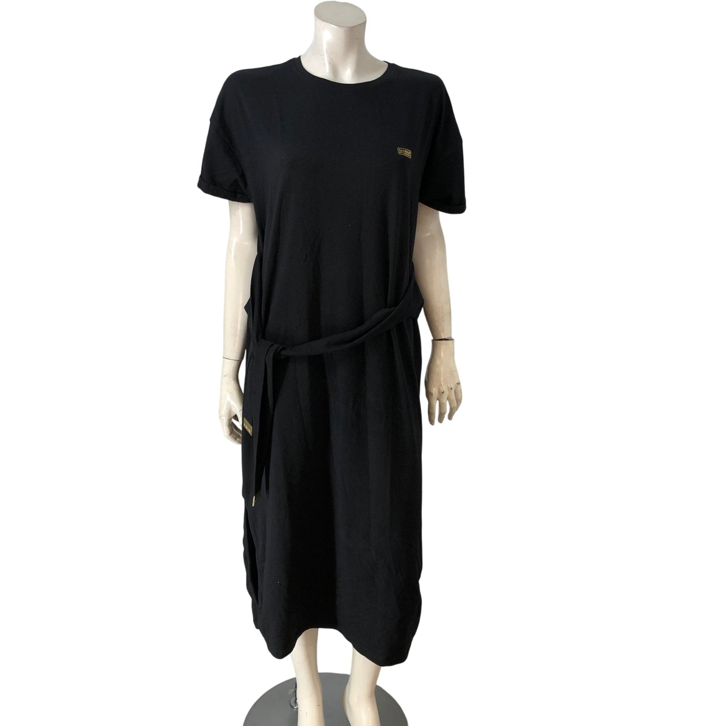 Barbour International Whitson Midi Dress UK12 Women's Black Cotton Casual Style