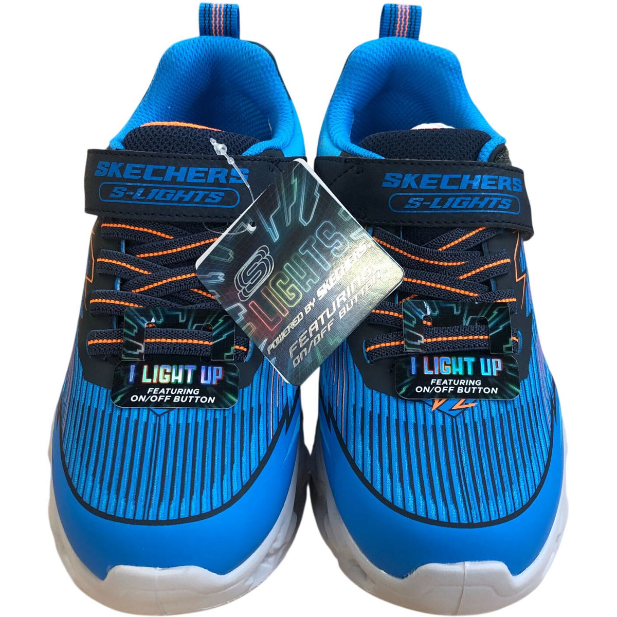 Skechers S Lights Vortex 2.0 Kids Blue Navy Trainers Light-Up Shoes Size 13