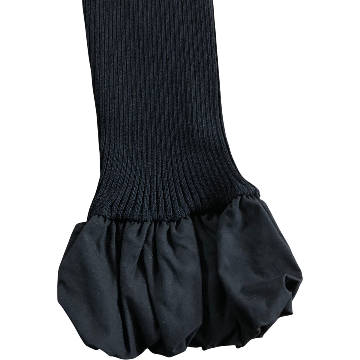 River Island Black Ruffled Hem Long Sleeve Top Women's Ribbed Knit Fashion UK8
