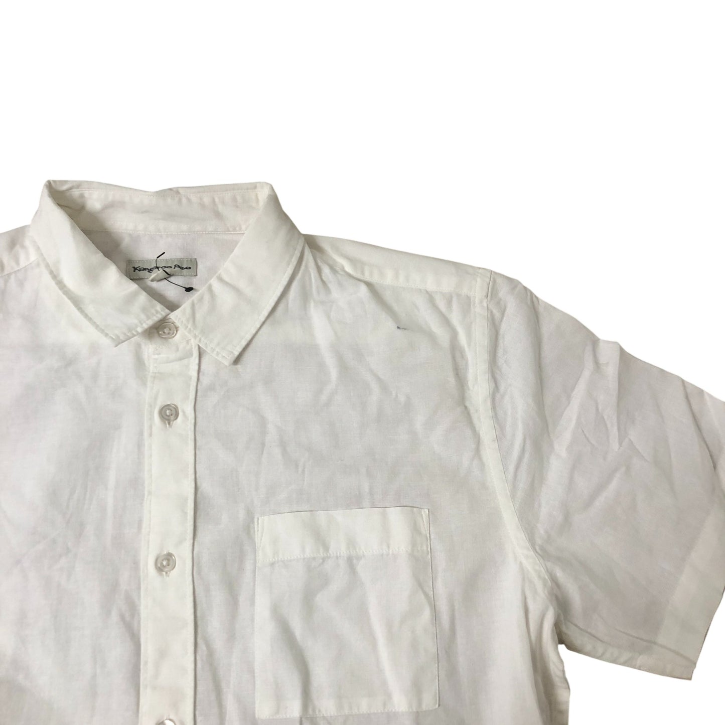Kangaroo Poo Men's Short Sleeve Button Up Shirt Cream Size M