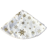 Faux Fur Christmas Tree Skirt Snowflake Design White Gold 34"