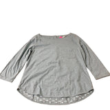Women's Long Sleeve Top Light Blue Cotton Lace Detail UK12