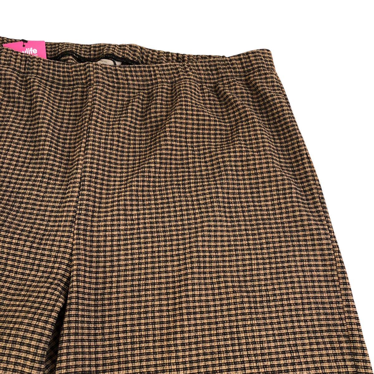 River Island Trousers Brown Check Elastic Waist