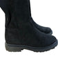 Wide Fit Knee High Boots Black Faux Suede Chunky Sole Size 6