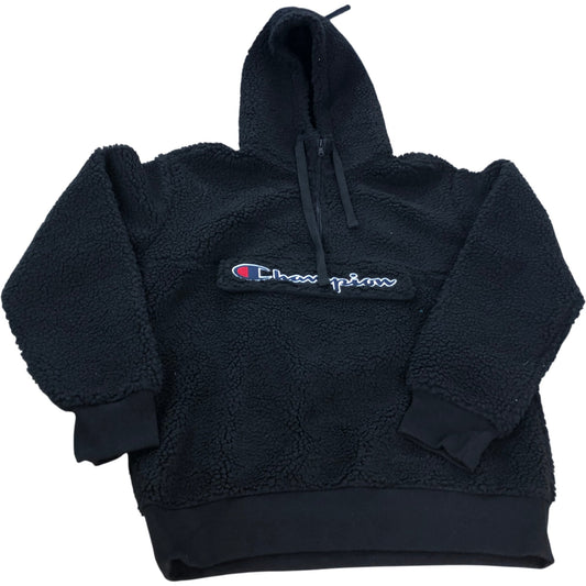 CHAMPION X-Large Men's Hoodie Black Sherpa Pullover Sweatshirt with Zip