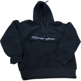 CHAMPION X-Large Men's Hoodie Black Sherpa Pullover Sweatshirt with Zip