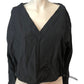 River Island Black Cropped Top UK8 Women's Stylish V Neck Long Sleeve Shirt
