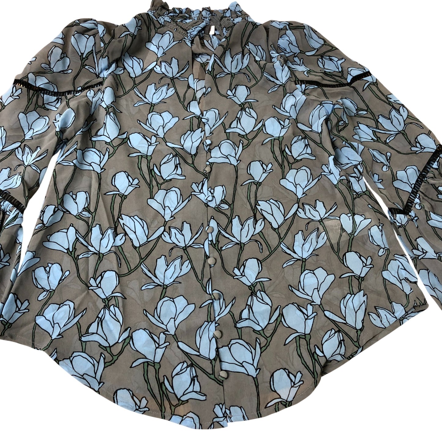 Branded Grey Floral Print Blouse - Size 6