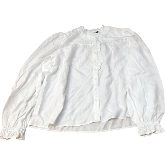 Baukjen White Blouse with Frill Detail UK Size 16 Women's Long Sleeve Top