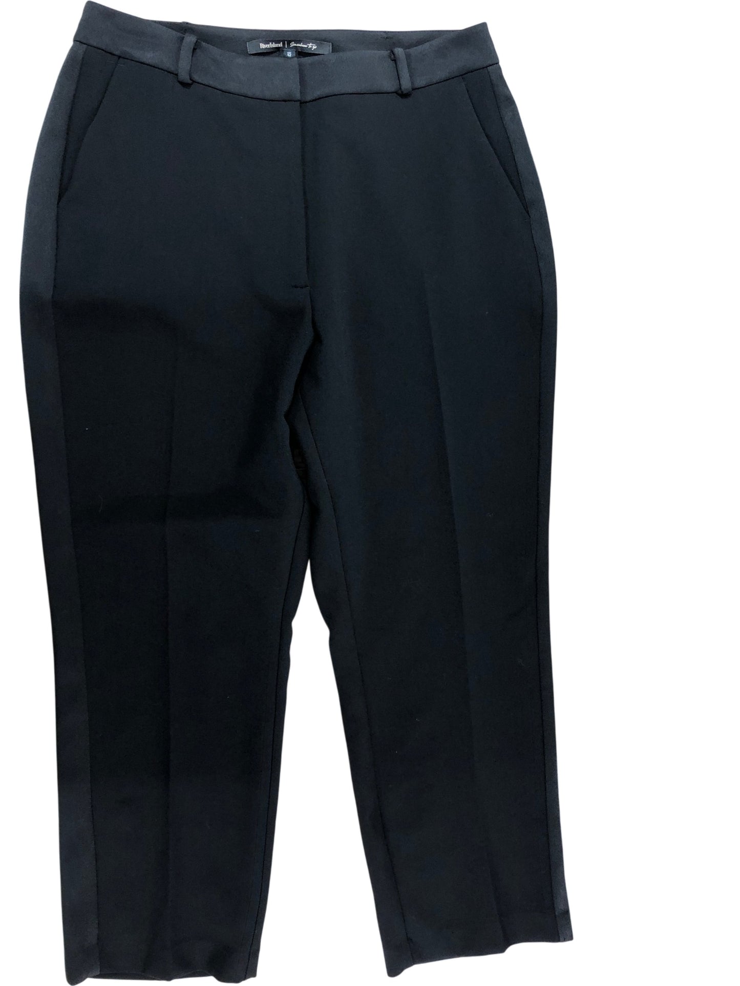 River Island Black Trousers UK12 Petite Women's Smart Casual Stylish