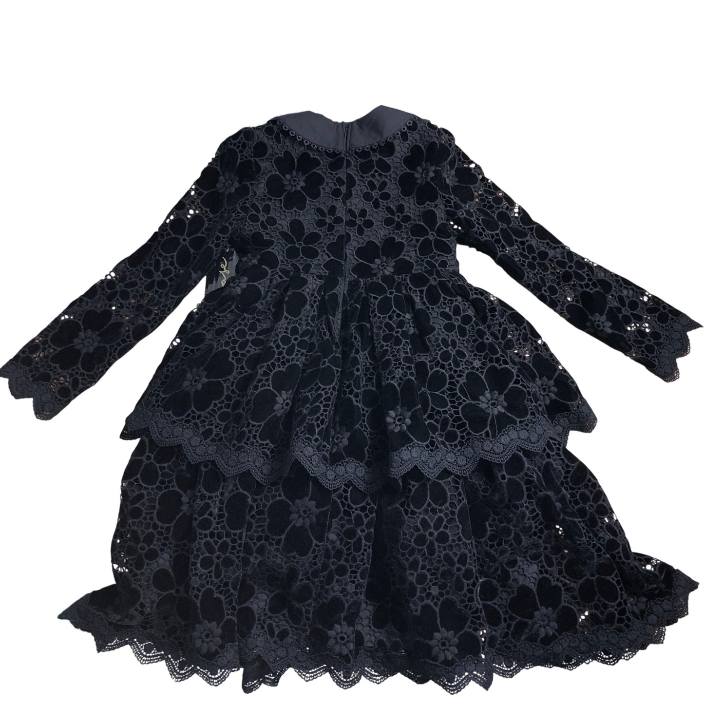 Angel & Rocket Girls Black Lace Flower Dress 10 Years Long Sleeve Elegant Outfit