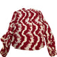 Branded Viscose Rayon Blouse Women's Red White Floral Print Long Sleeve UK12