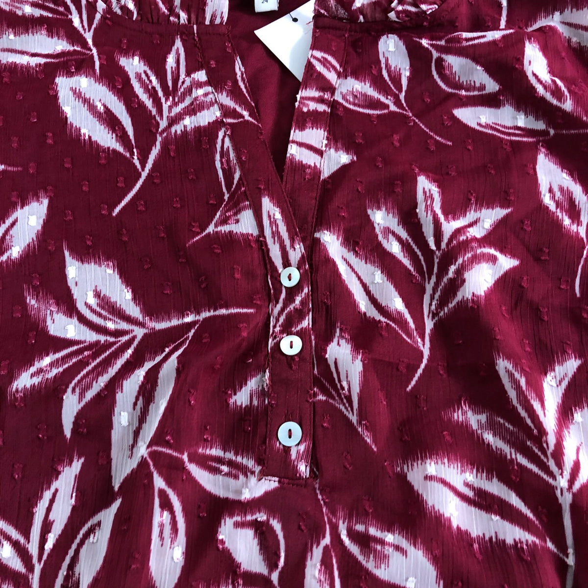 Women's Blouse Size 24 Dark Pink Floral 3/4 Sleeve