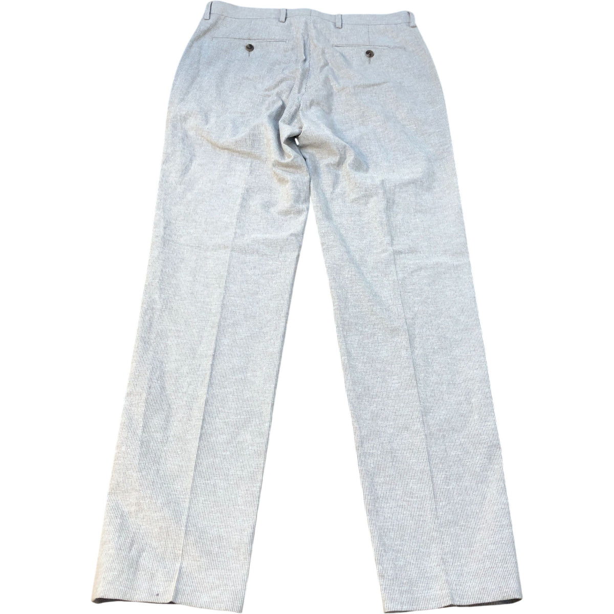 Beige Cotton Flax Blend Tailored Fit Trousers 32"