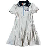 River Island Mini Girls Beige Dress 18-24 Months Zip Up Collar Ribbed Design