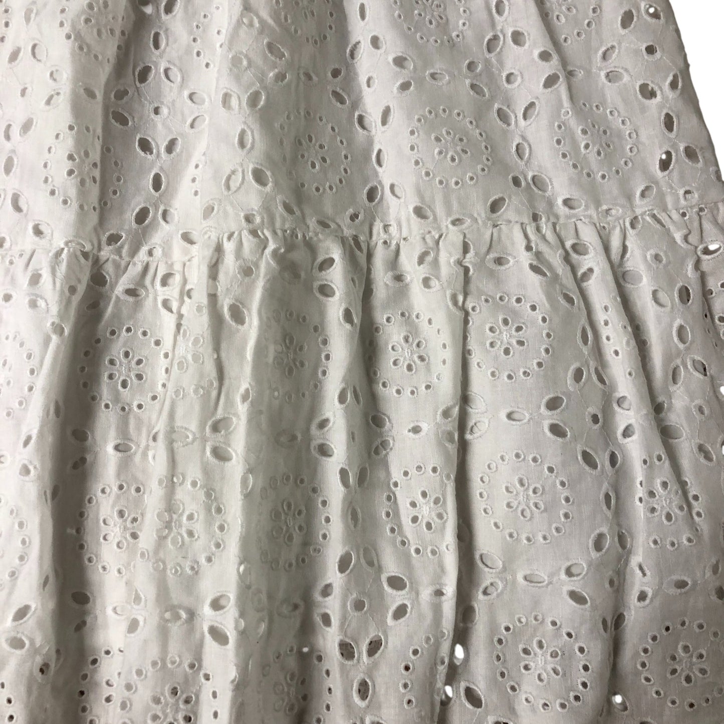 Women's 12R Embroidered Eyelet Long Maxi Dress White Summer Style