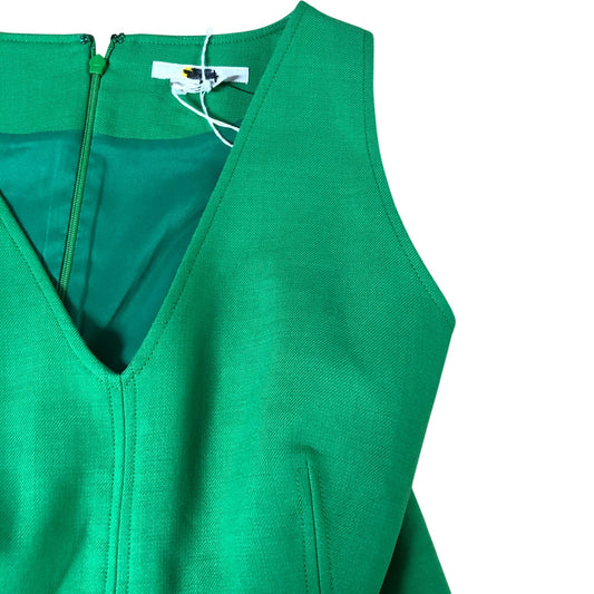 Green V Neck Sleeveless A Line Dress UK12 Women's Summer Style