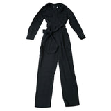 Black Women's Jumpsuit UK6 Stylish Long Sleeves Belted Casual Outfit