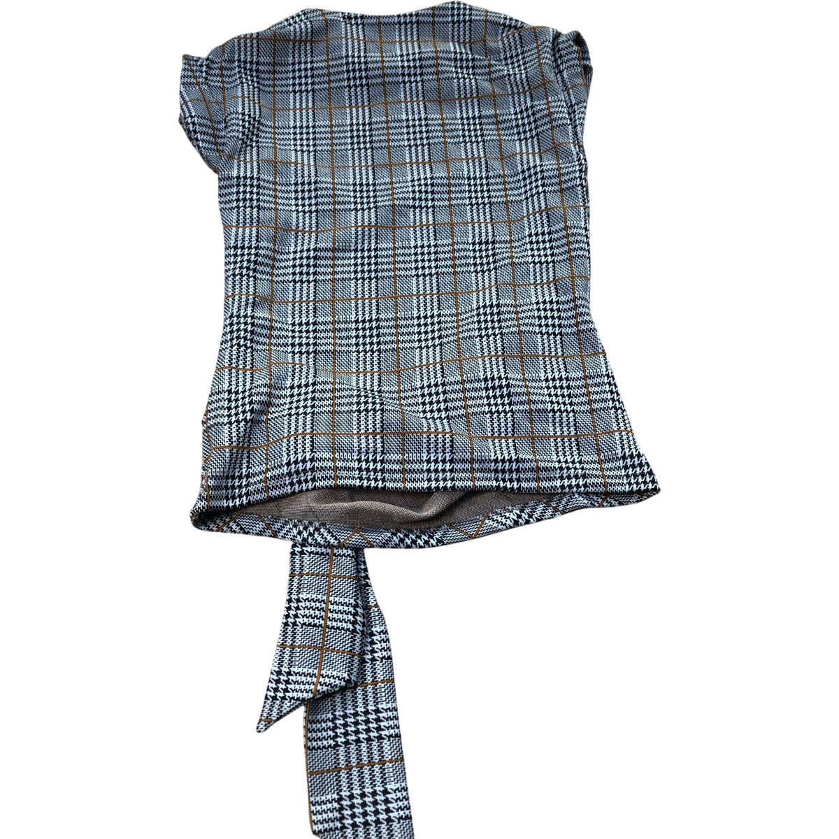 River Island Women's Checked Blouse Stylish Short Sleeves Tie Front Tops