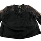River Island Women's Black Lace Blouse Top Long Sleeves Size 10