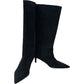 Branded Black Suede Low Heel High Leg Pointed Boots Size UK 7 Women