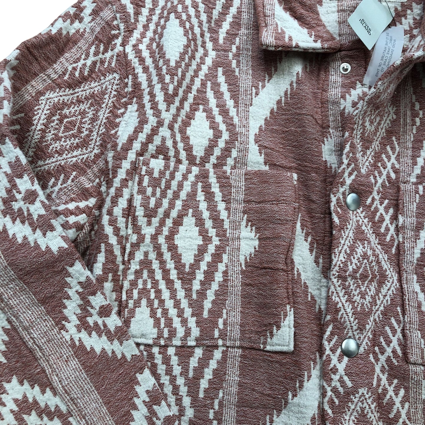 River Island Size M Cotton Aztec Print Button Front Overshirt