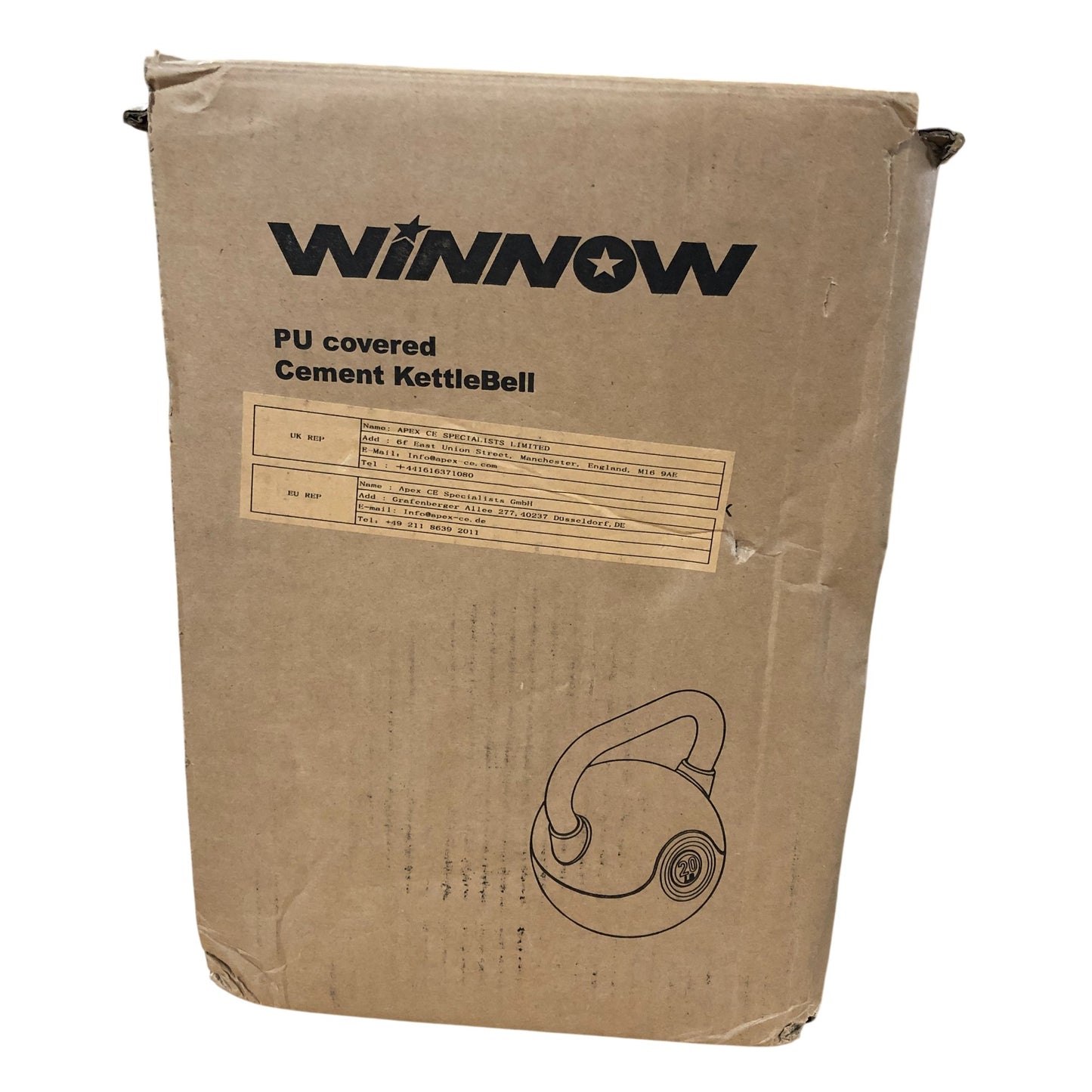 Winnow WN-20LB PU Covered Cement Kettlebell Strength Training Weight 20lbs