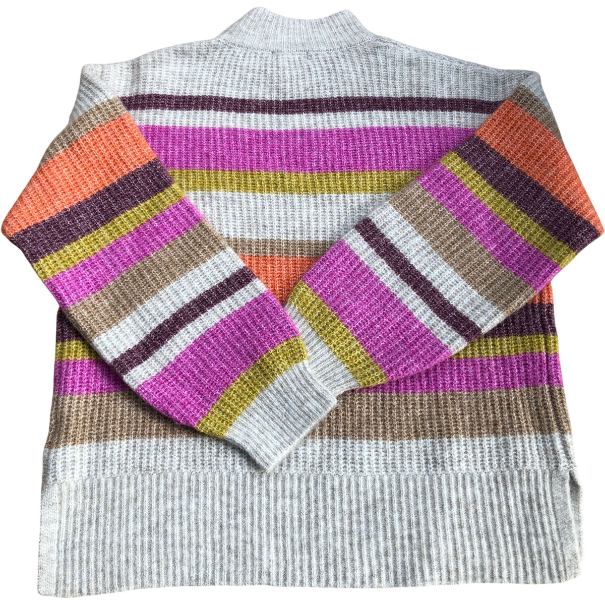 Striped Sweater Women's Colourful Knitted Long Sleeve High Neck